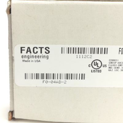 New – Open box Facts Engineering F0-04AD-2 Analog Input Module 4-Channel, Input 0-5VDC 0-10VDC
