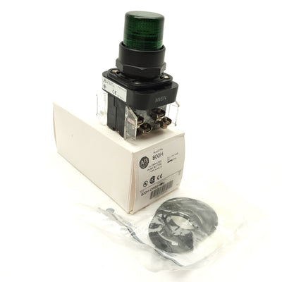 Used Allen Bradley 800H-QRB24G Illuminated Green Pushbutton DPST NO/NC 10A 24V 30.5mm