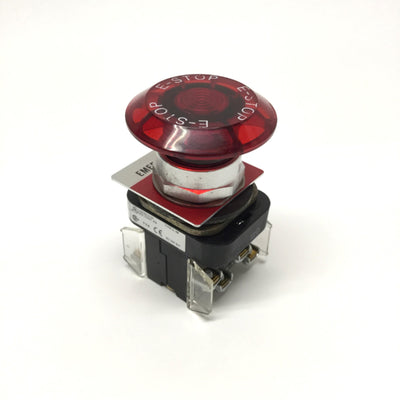Used Allen Bradley 800T-FXQ10RA1 Illuminated Emergency E-Stop Push-Pull Button 120V