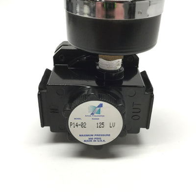 Used Arrow Pneumatics P14-02 Pressure Regulator 300psi Max In, 5-125psi Out, 1/4" NPT
