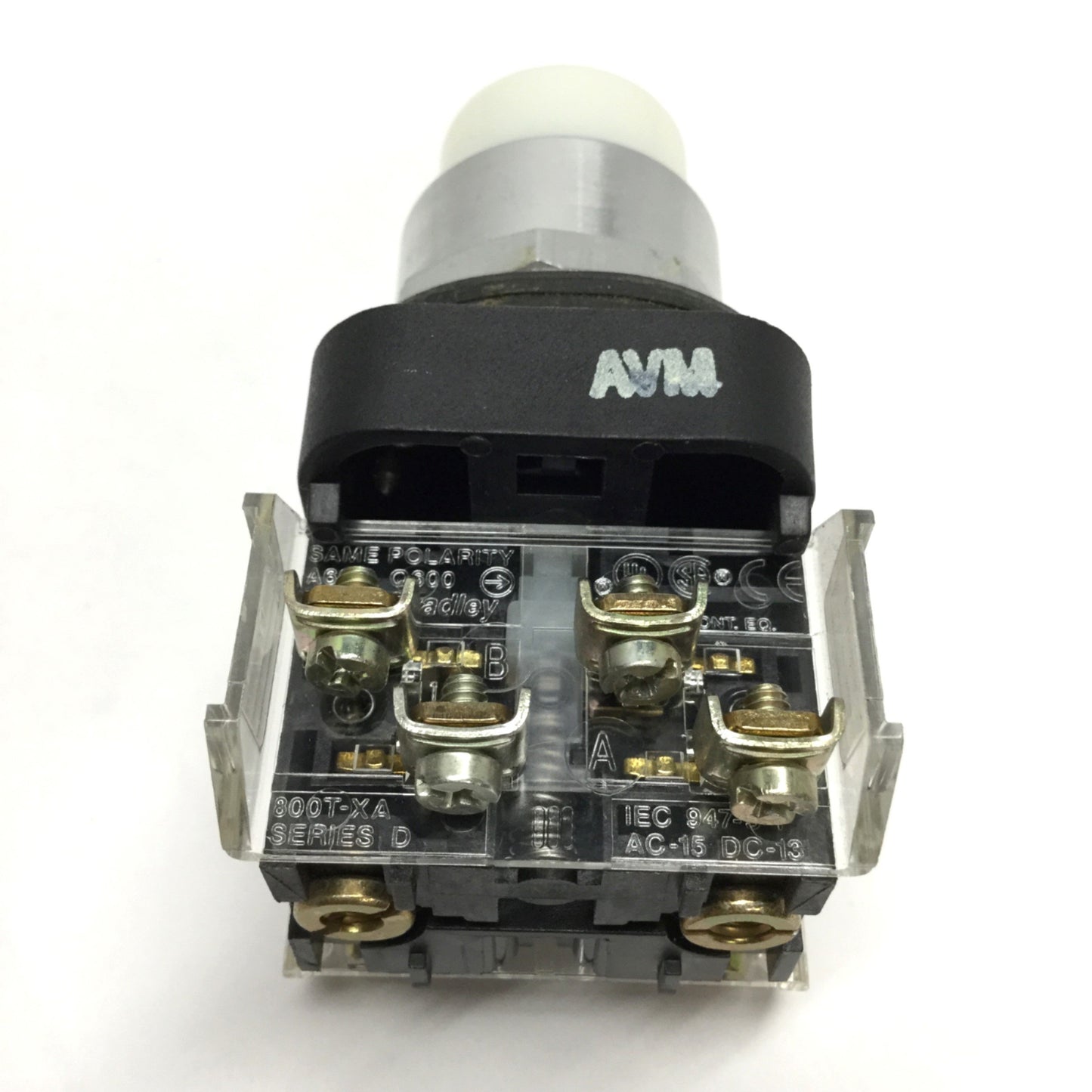 Used Allen Bradley 800T-QT10 Illuminated Pushbutton Switch 30mm, White, 120V, 1NO-1NC