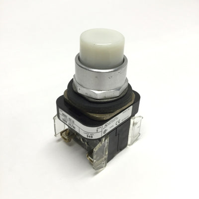 Used Allen Bradley 800T-QT10 Illuminated Pushbutton Switch 30mm, White, 120V, 1NO-1NC