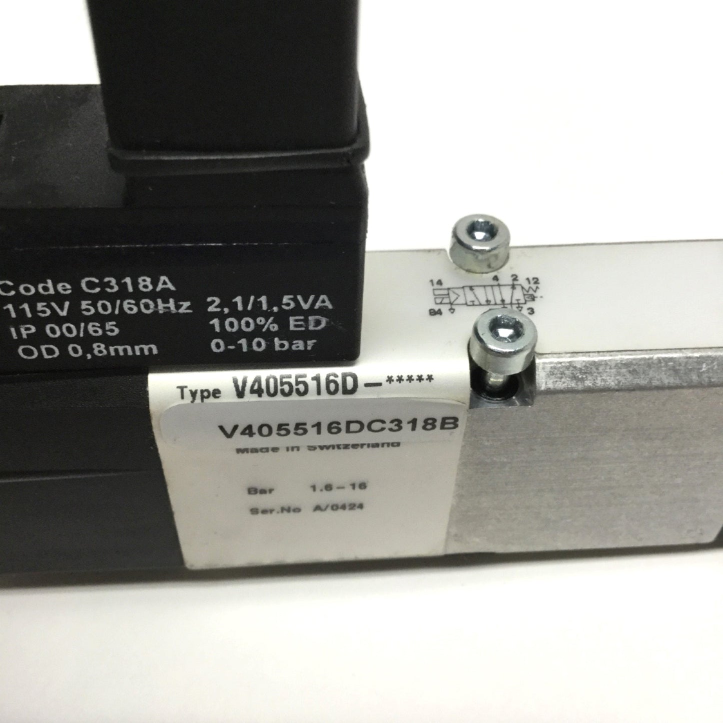 Used Norgren V405516D-C318B Mini ISO Solenoid Valve 5-Port, 2-Position, 115VAC Coil
