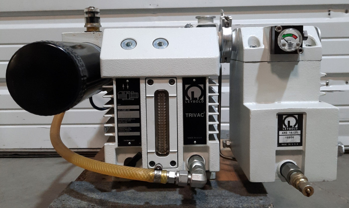 Used  Leybold TRIVAC D 16 B Vacuum Pump, 16m³/h <1x10-⁴mbar, 115/230VAC w/Filters