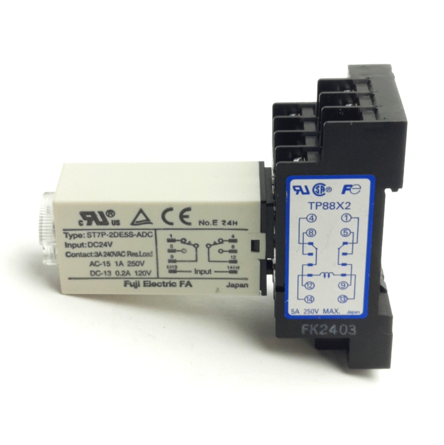 Used Fuji Electric ST7P-2DE5S-ADC Time Delay Relay, 0.4 to 5s, DPDT, 24VDC Coil