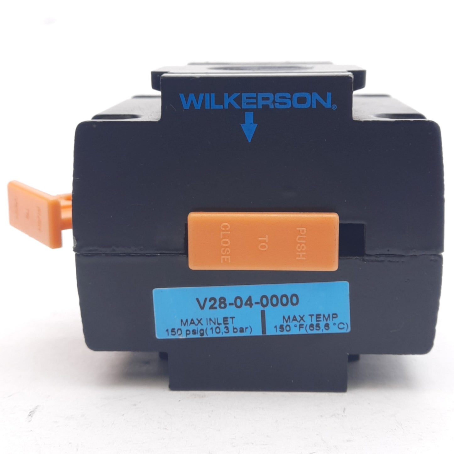 Used Wilkerson V28-04-0000 Manual Shutoff Valve Block, 150psig, 1/2in NPT Ports