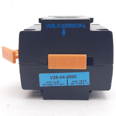 Used Wilkerson V28-04-0000 Manual Shutoff Valve Block, 150psig, 1/2in NPT Ports