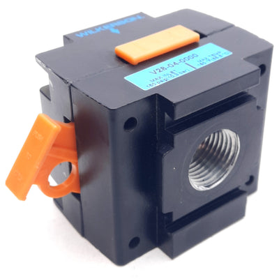 Used Wilkerson V28-04-0000 Manual Shutoff Valve Block, 150psig, 1/2in NPT Ports