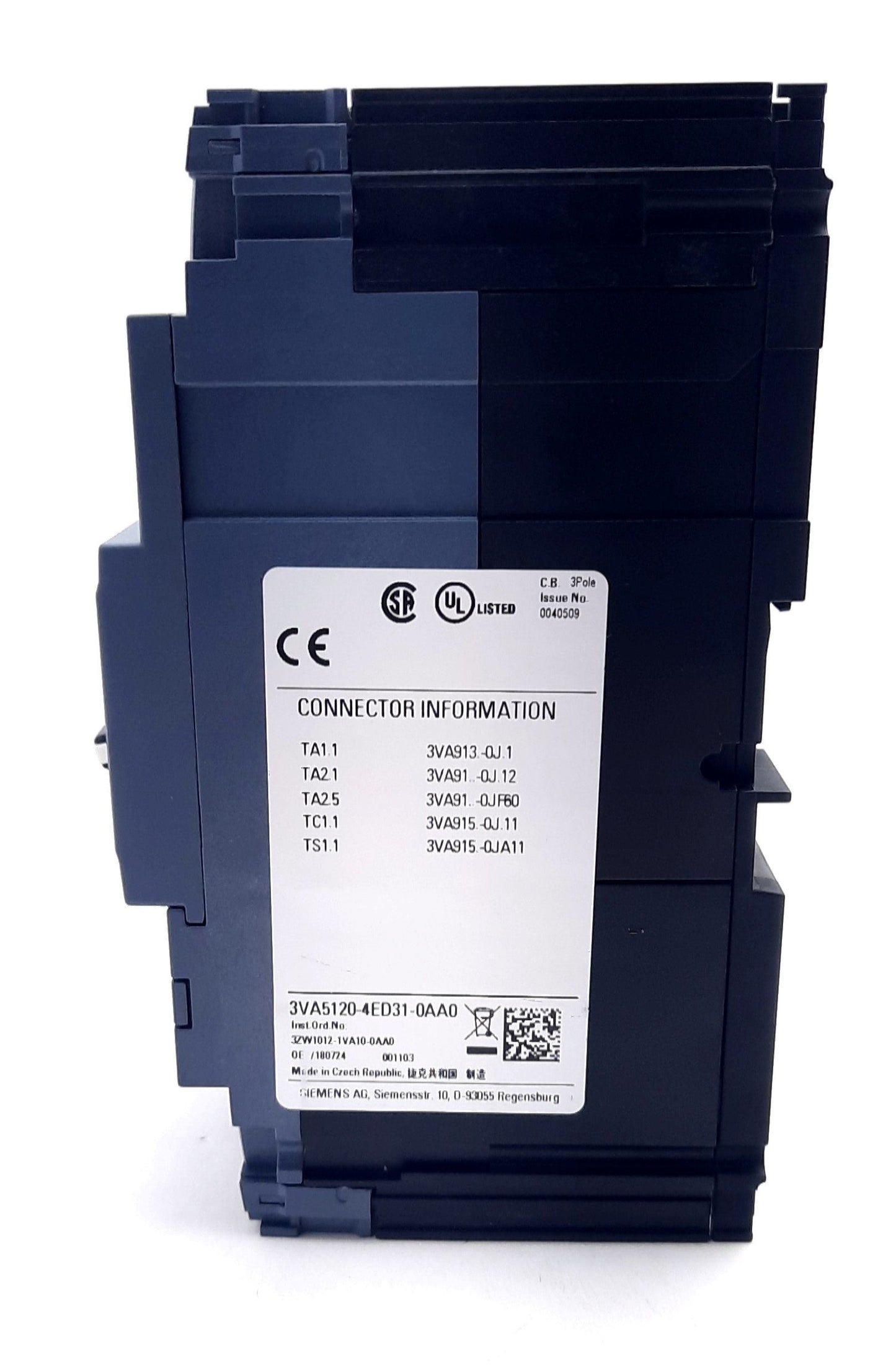 New Siemens 3VA5120-4ED31-0AA0 Circuit Protection, Circuit Breaker 690VAC, 20A