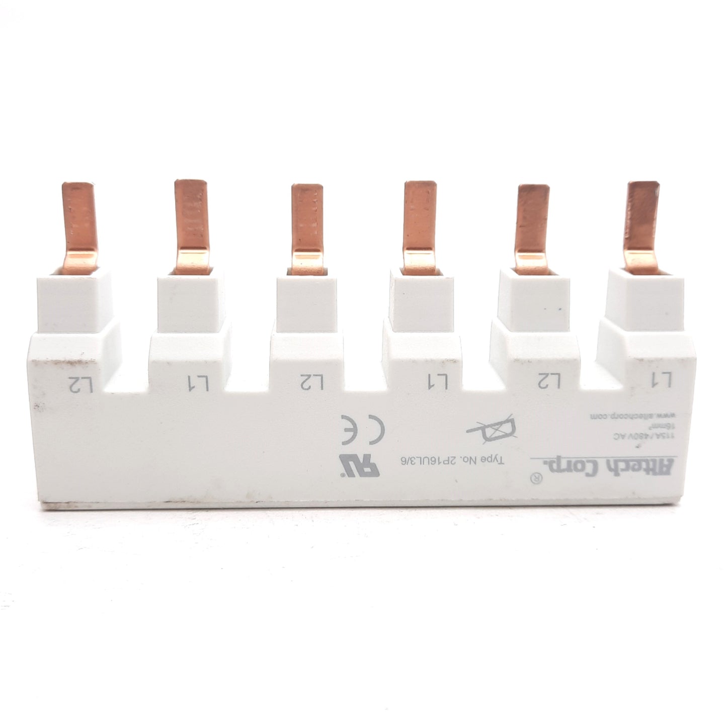 Used Lot of 3 Altech 2P16UL3/6 Bus Bar Block, 480VAC, 115A, 2-Poles, 6 Terminals