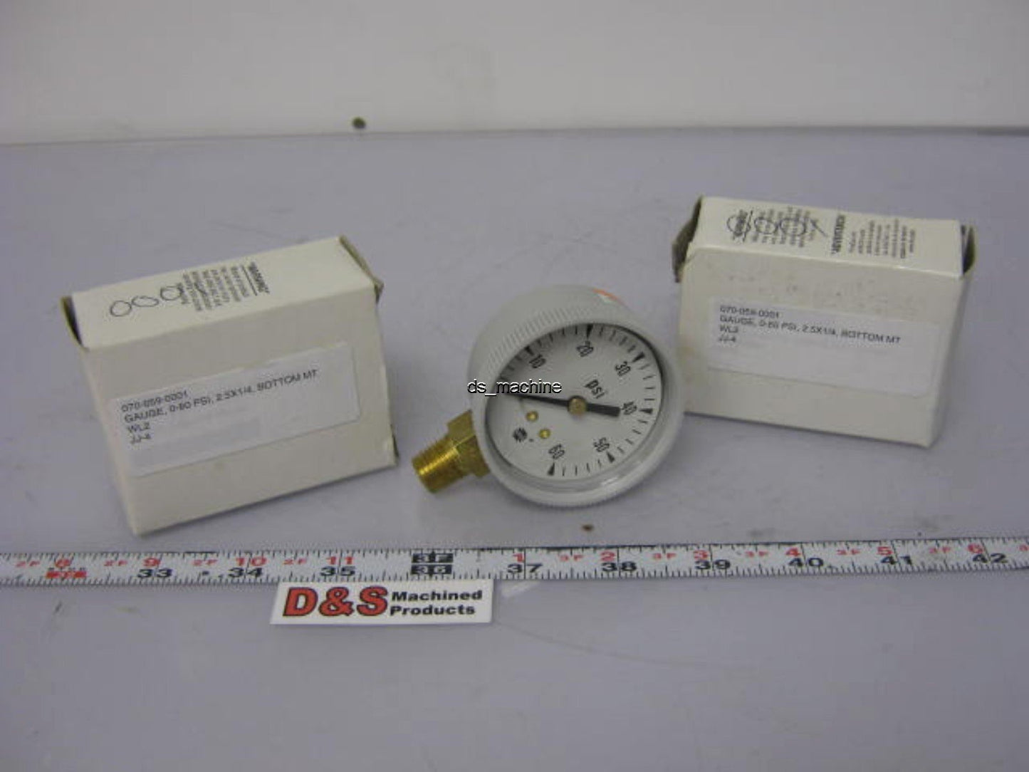 New Lot of 2 New US Gauge Pneumatic Pressure Gauge 0 to 60PSI 2" Gray Plastic