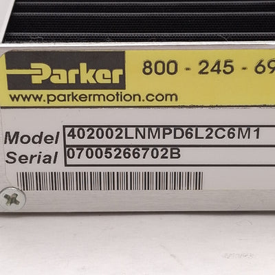 Used Parker 402002LNMPD6L1C1M1 Linear Positioner, 50mm Travel, 2mm Lead, NEMA 23