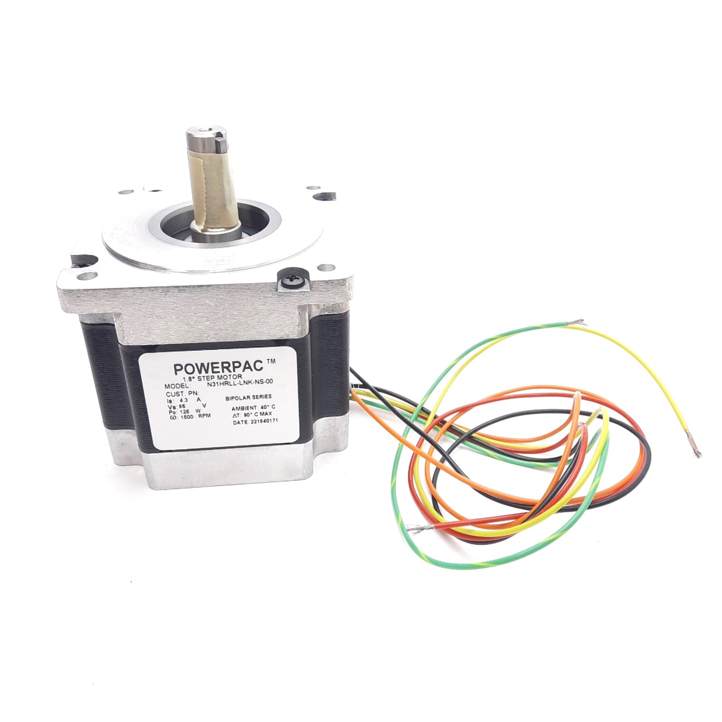 Used Kollmorgen N31HRLL-LNK-NS-00 Step Motor, 1.8°, 65VDC 4.3A 125W, 1500RPM, NEMA 34