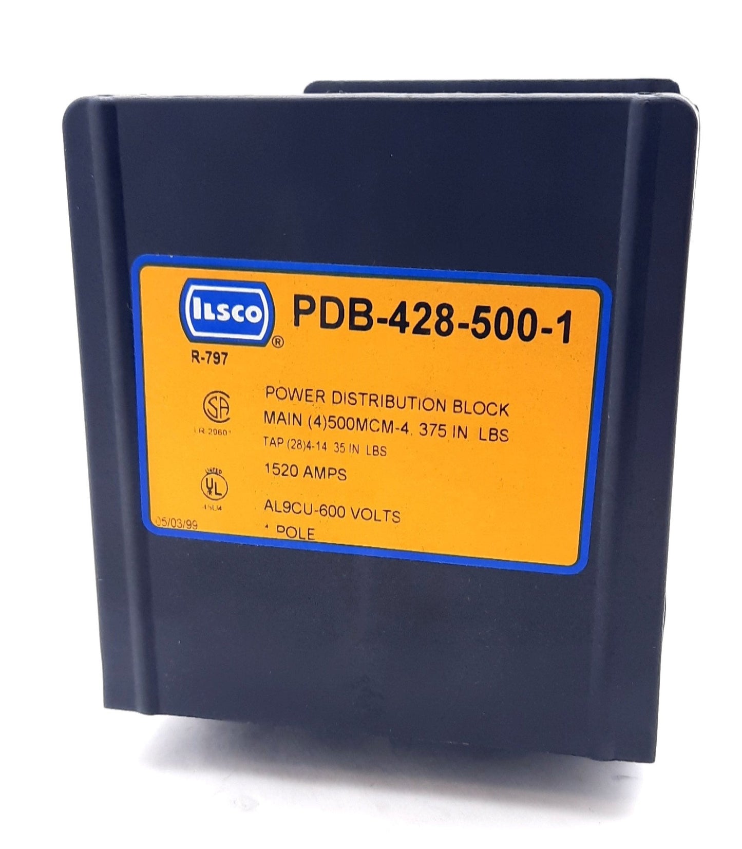 Used Ilsco PDB-428-500-1 Power Distribution Block Single Pole 600VAC 1,520A, 4-14AWG