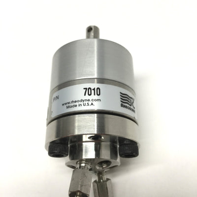 Used Rheodyne 7010 HPLC Sample Injector Valve, 20µL Loop, 6-Port, 2-Position, 7000psi