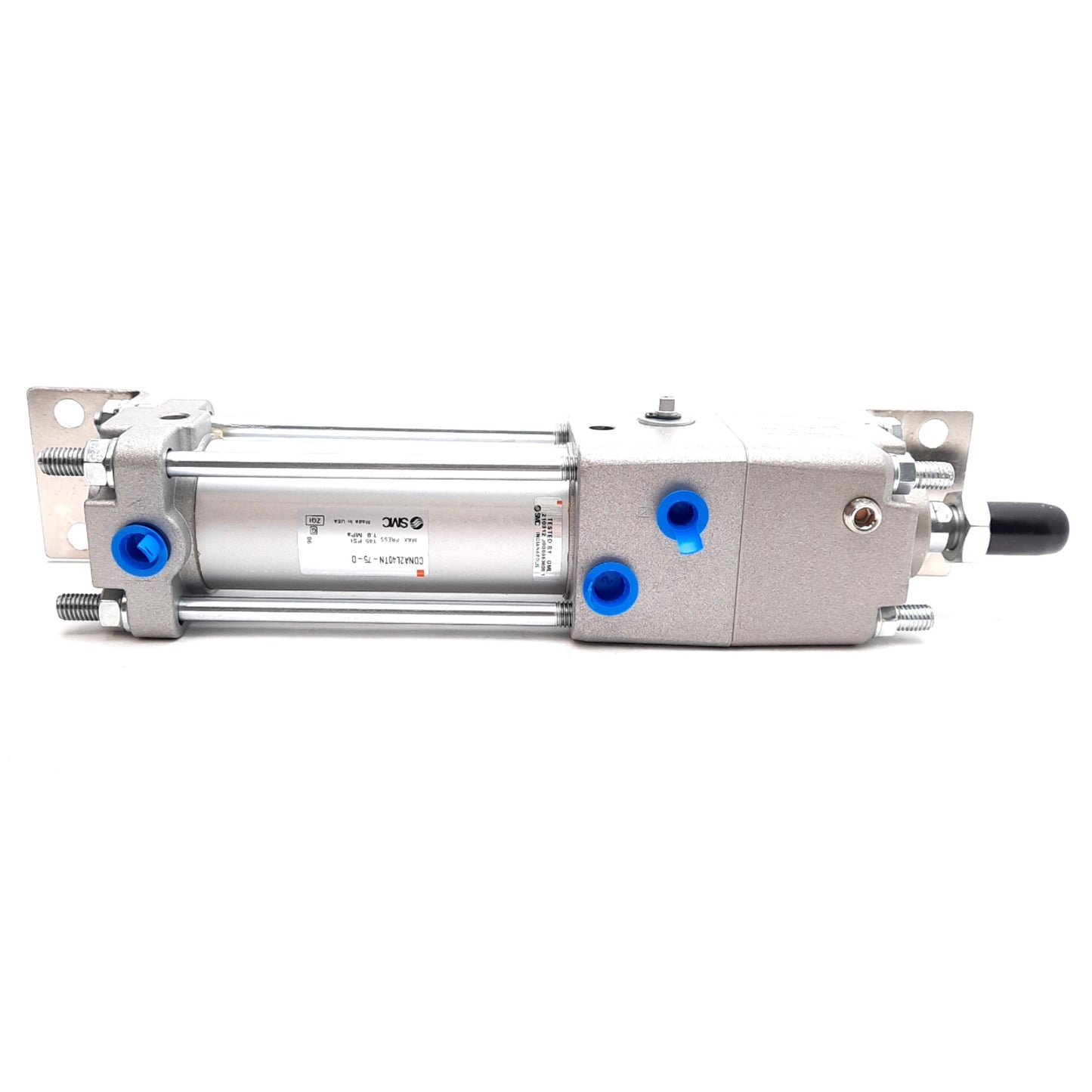 New SMC CDNA2L40TN-75-D Cylinder w/ Lock, 40mm Bore, 75mm Stroke, 145psi, 1/4in NPT