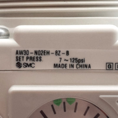 New SMC AW30-N02EH-8Z-B Air Filter Regulator, 7-125psi, 1/4in NPT, 5µm Filtration