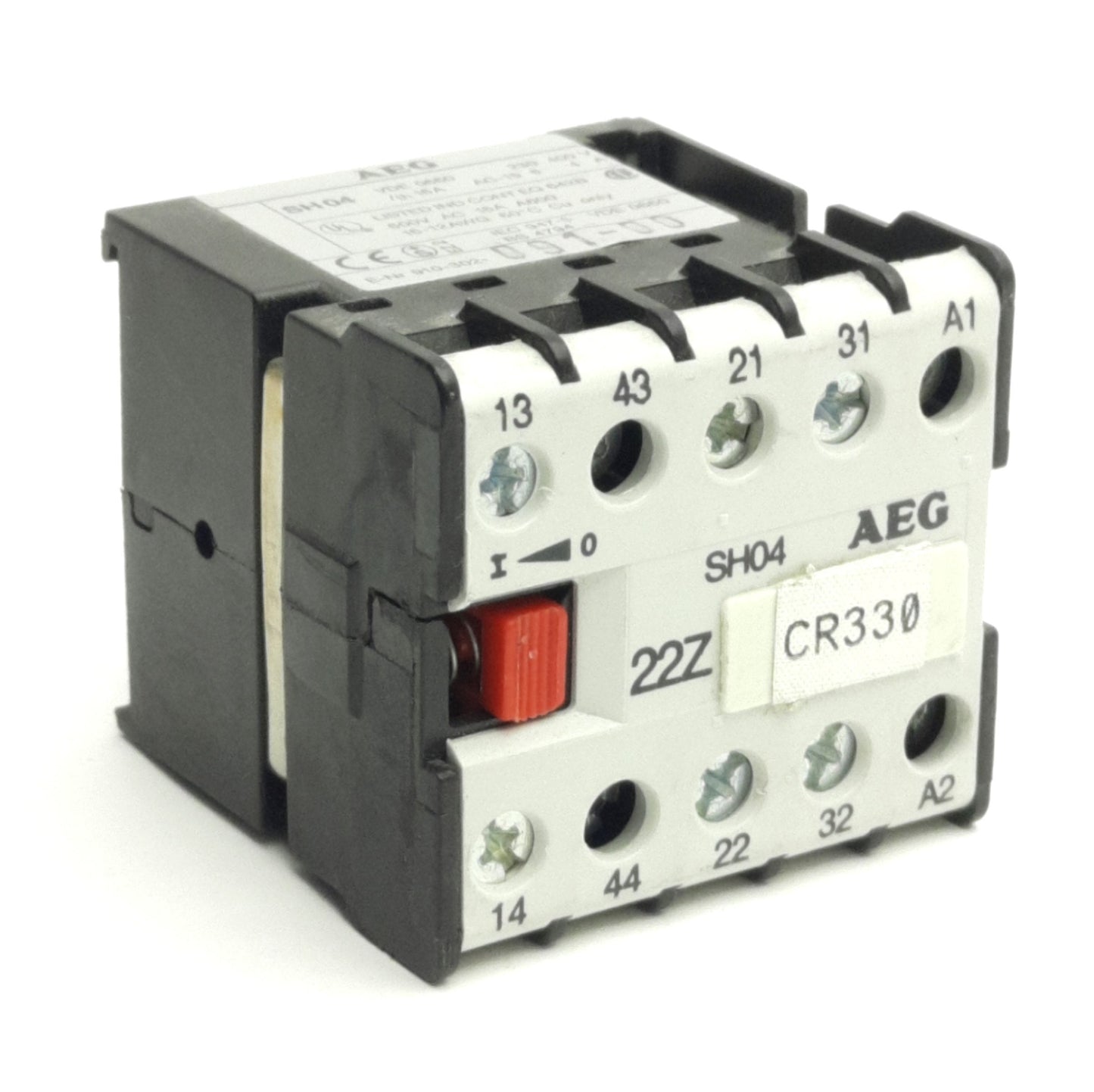 Used AEG SH04 22Z Mini Contactor Relay, 4-Pole, Coil: 24VDC, Contact: 600VAC 16A