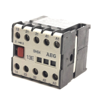 Used AEG SH04 13E Mini Contactor Relay, 4-Pole, Coil: 24VDC, Contact: 600VAC 16A