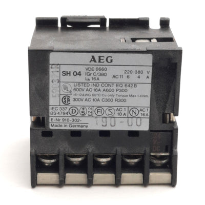 Used AEG SH04 13E Mini Contactor Relay, 4-Pole, Coil: 24VDC, Contact: 600VAC 16A