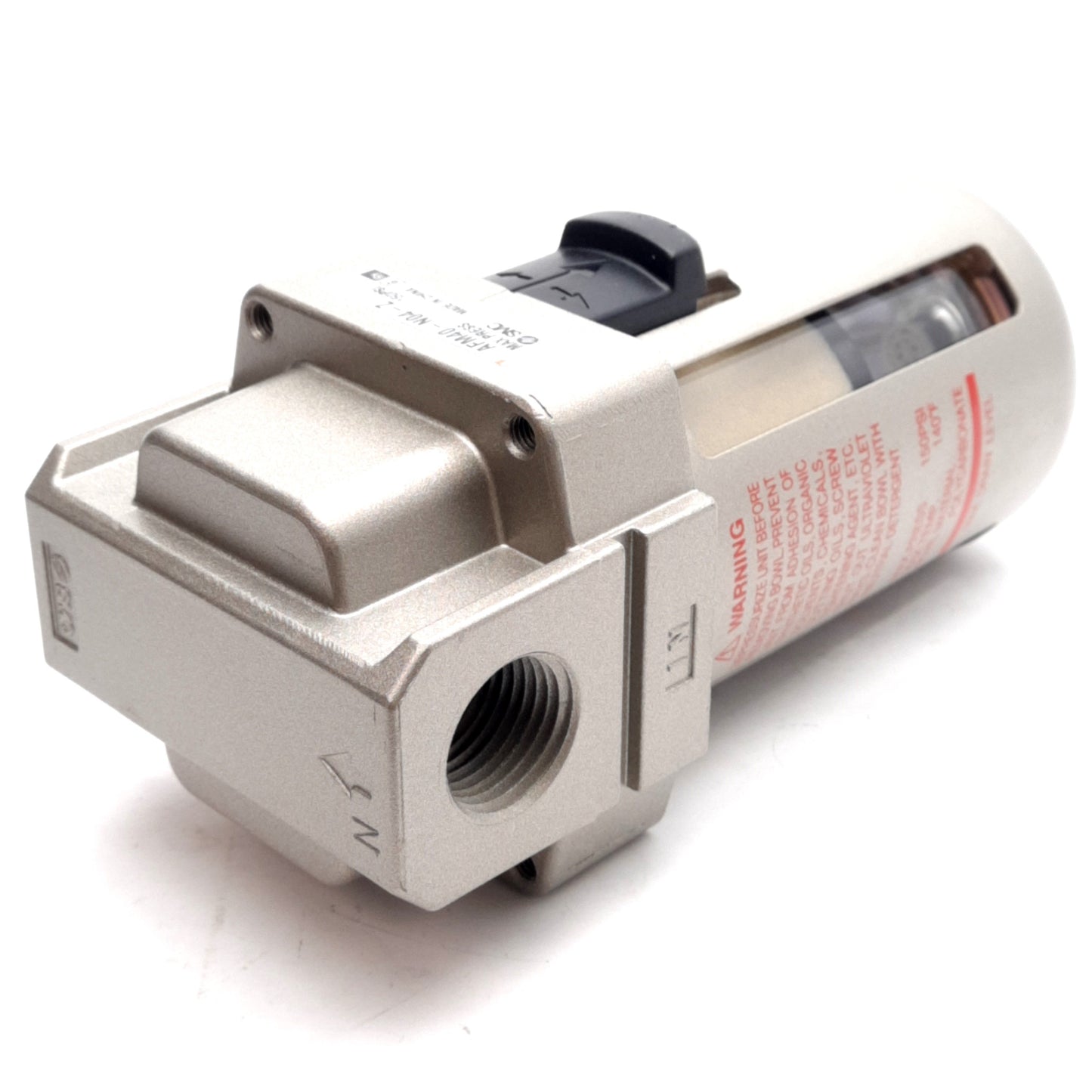 Used SMC AFM40-N04-Z Mist Separator Module, 1/2in NPT Ports, 150psi, 0.3µm Filtration
