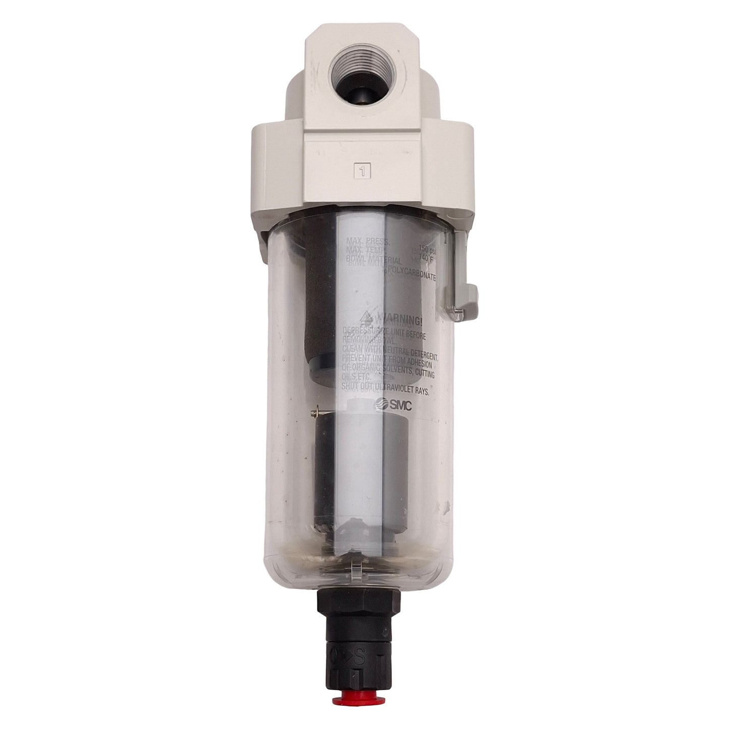 Used SMC AFD40-N04D-Z-A Micro Mist Separator, 150psi, 1/2in NPT, Auto-Drain N.O.