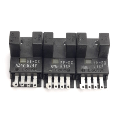 Used Lot of 3 Omron EE-SX674P Thru-Beam Optical Slot Sensor, 5mm, PNP, 5-24VDC