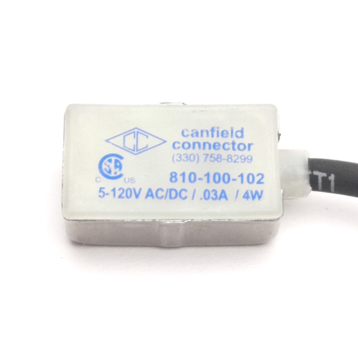 Used Canfield 810-100-102 Reed Switch, N.O. SPST, 5-120VAC/DC, M8 3-Pin Male