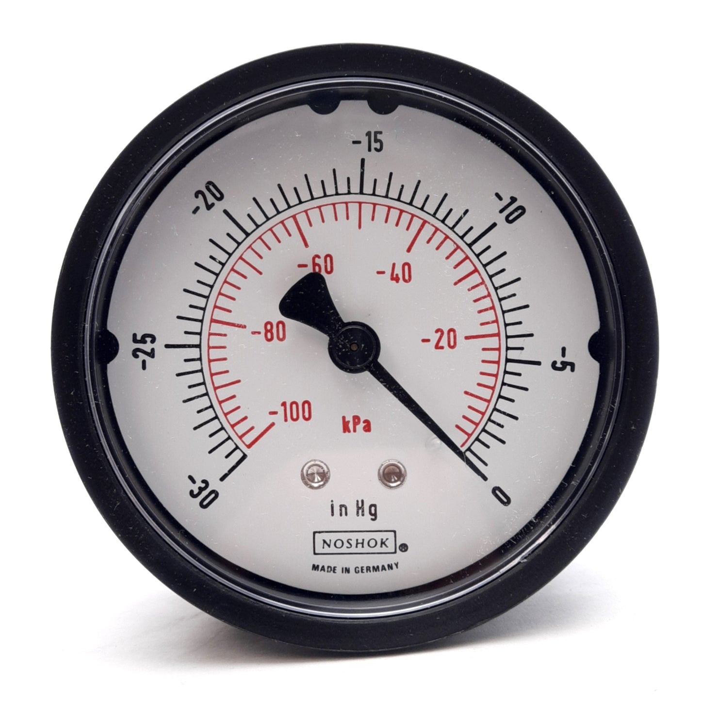 New Noshok 25-110-30vac Pressure Gauge, -30~0inHg/-100~0kPa, 1/4in NPT Male