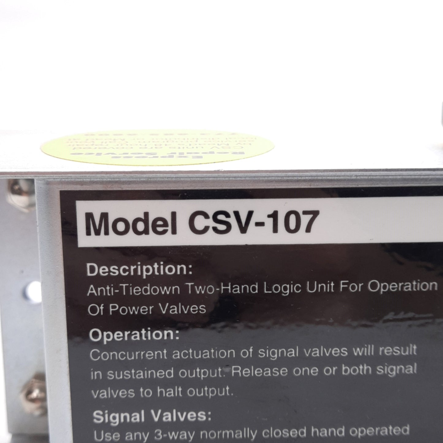 Used Mead CSV-107 Mechanical Air Control Valve 70-100psi, ø5/32in Push-to-Connect