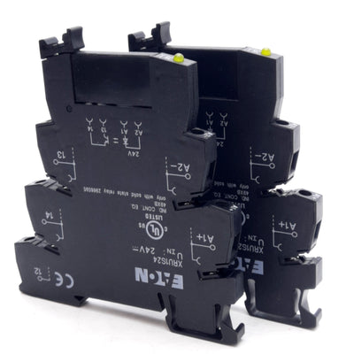 New – Open box Lot of 2 Eaton XRU1S24 OptoCoupler Terminal Block Socket w/ Relay, 2A 24VDC
