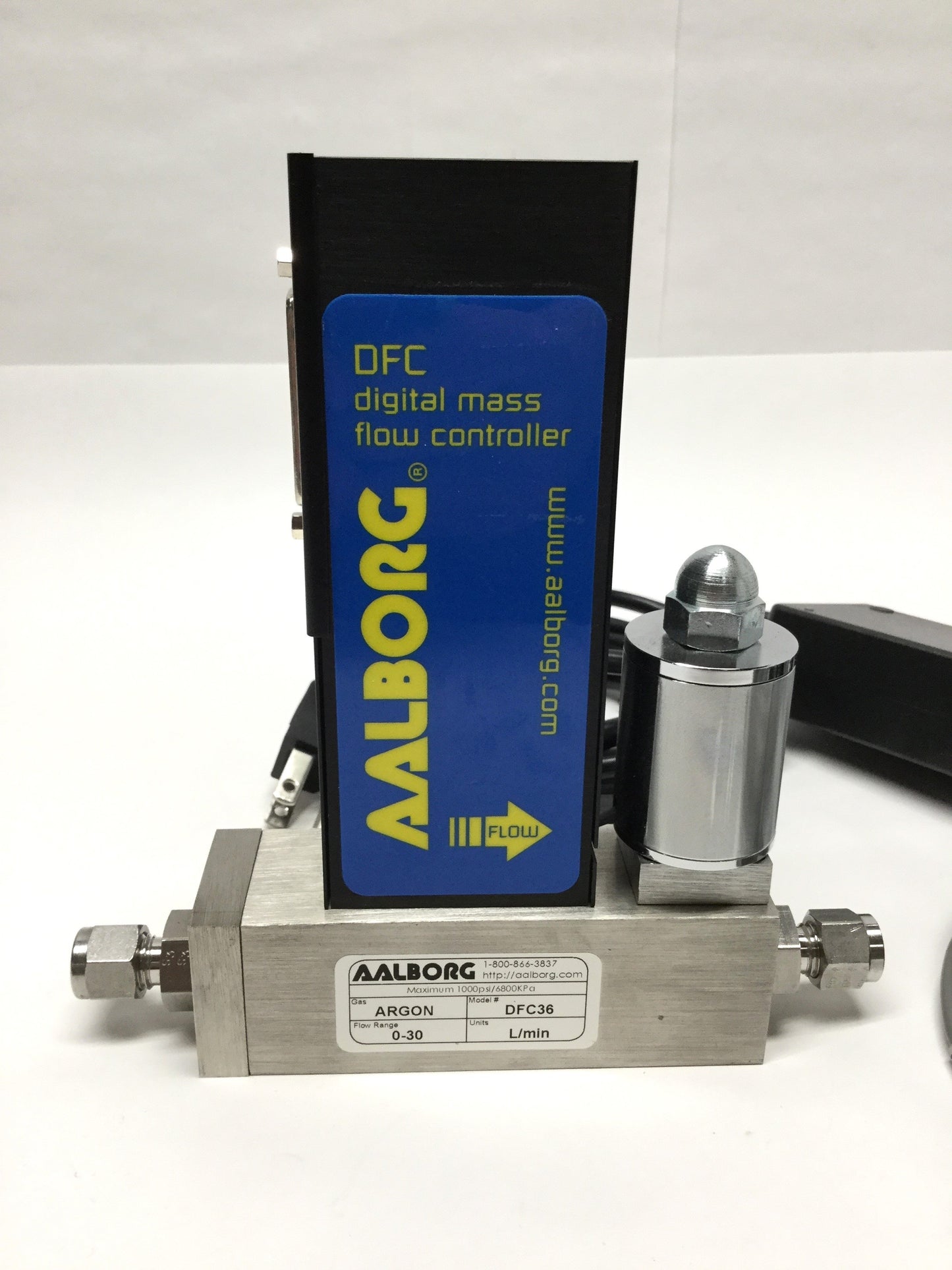 Used Aalborg PS-DFC-110NA-5-S Mass Flow Controller, Argon 0-30L/min, 1000psi, RS-485