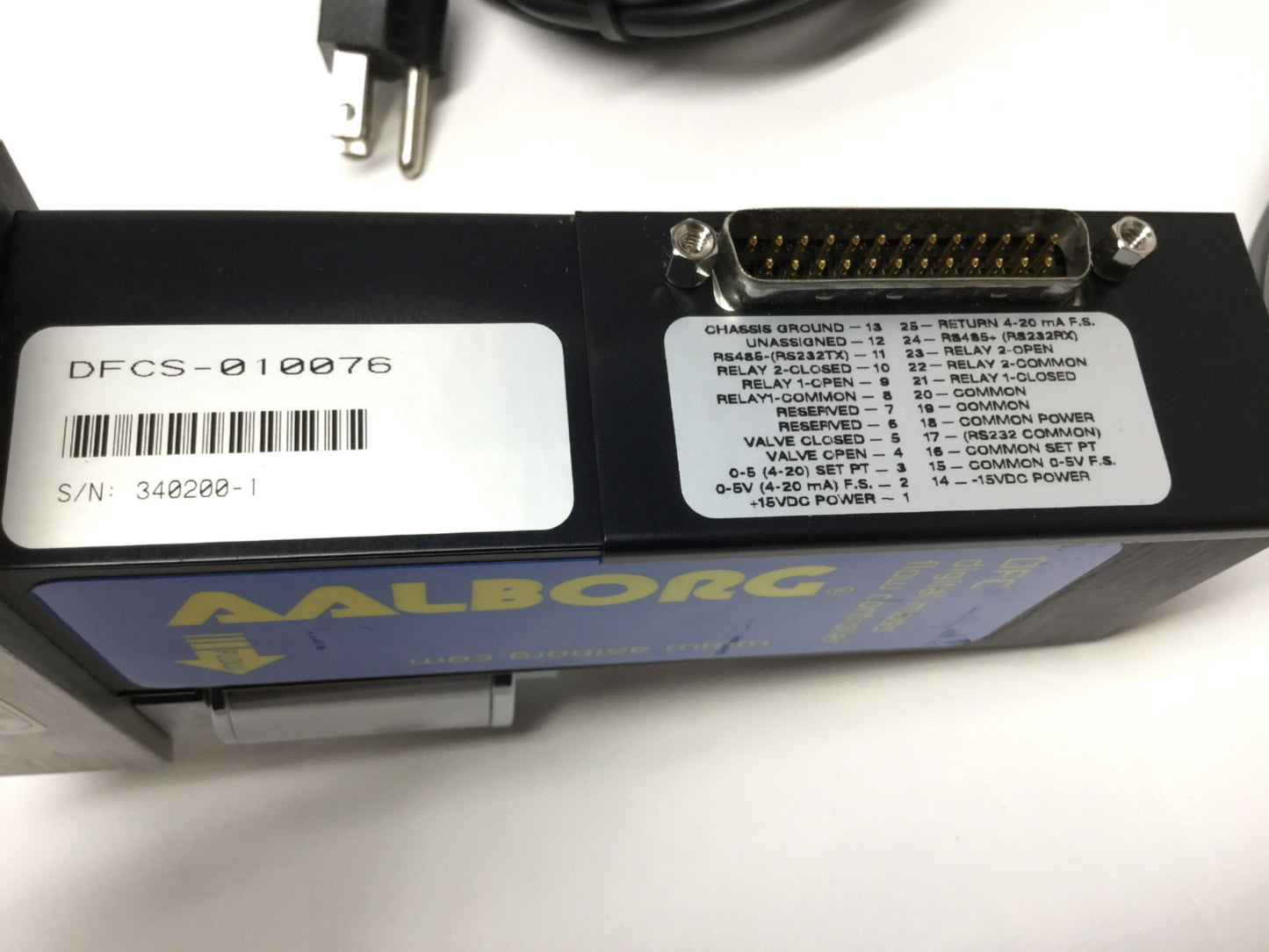 Used Aalborg PS-DFC-110NA-5-S Mass Flow Controller, Argon 0-30L/min, 1000psi, RS-485