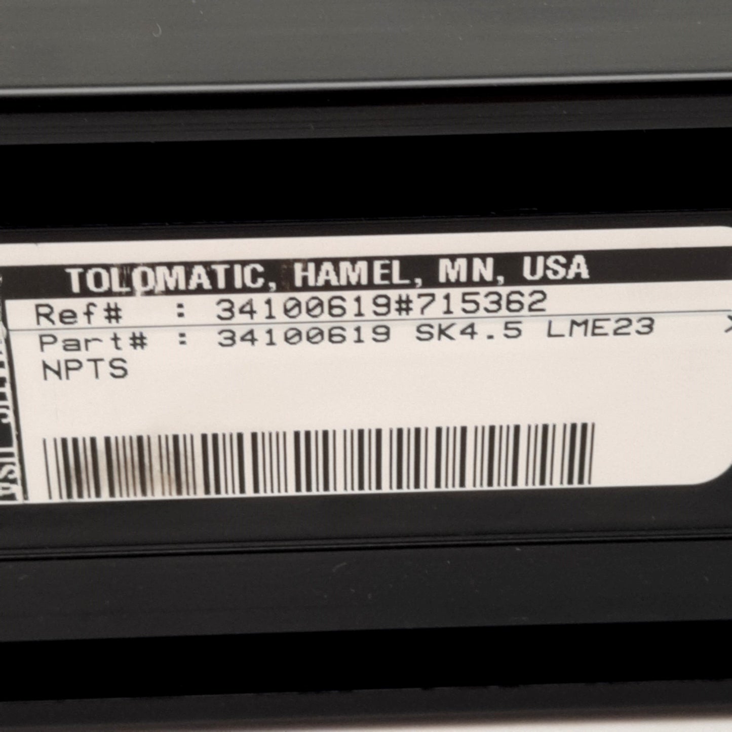 Used Tolomatic B3S10 BN08 SK4.5 LME23 Dual Action Linear Actuator, 4.5in Stroke