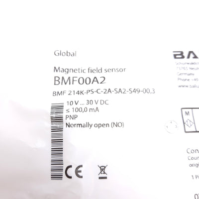 Used Balluff BMF00A2 Position Sensor, C-Slot, PNP Normally open, 10-30VDC, 3-Pin M8