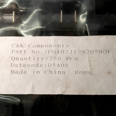 New – Open box Lot of 10 C&K CG102J12S205HQF Rocker Switch, SPST, 16A 125VAC, 1/4in Contacts