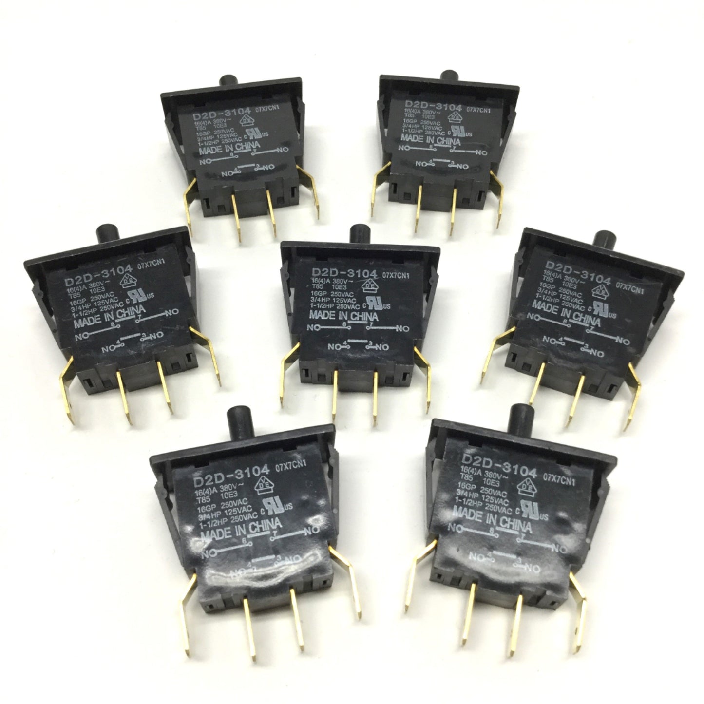 Used Lot of 7 Omron D2D-3104 Door Interlock Power Switches, 16A DPST-NO, 3mm Min Gap