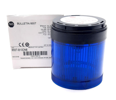 New Allen Bradley 855T-B10DN6 Stack Light Module Blue Incandescent 120VAC, 0.058A 7W