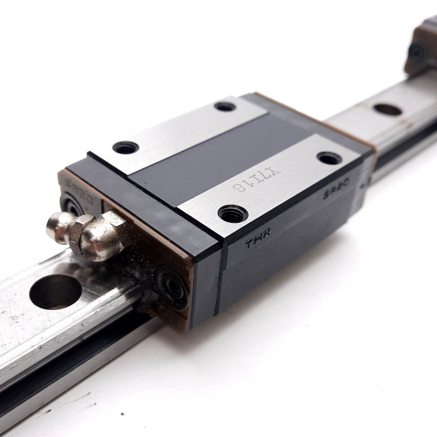 Used THK SR20W2+380L Dual Carriage Slide Rail, 380mm Long, 66.2x42x28mm Carriages
