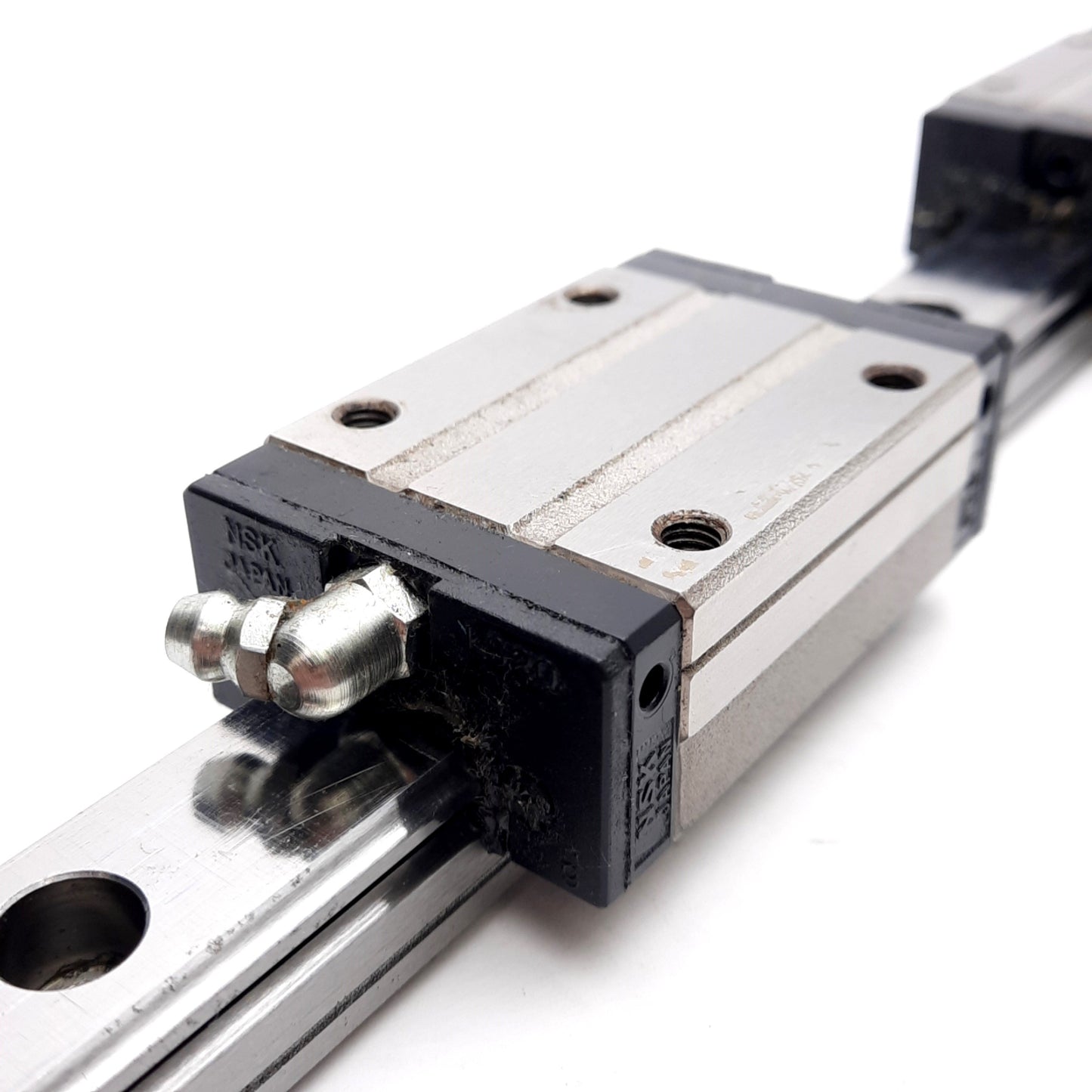 Used NSK LS20-380 Dual Carriage Linear Slide Rail, 380mm, 65.2x42x28mm Carriages