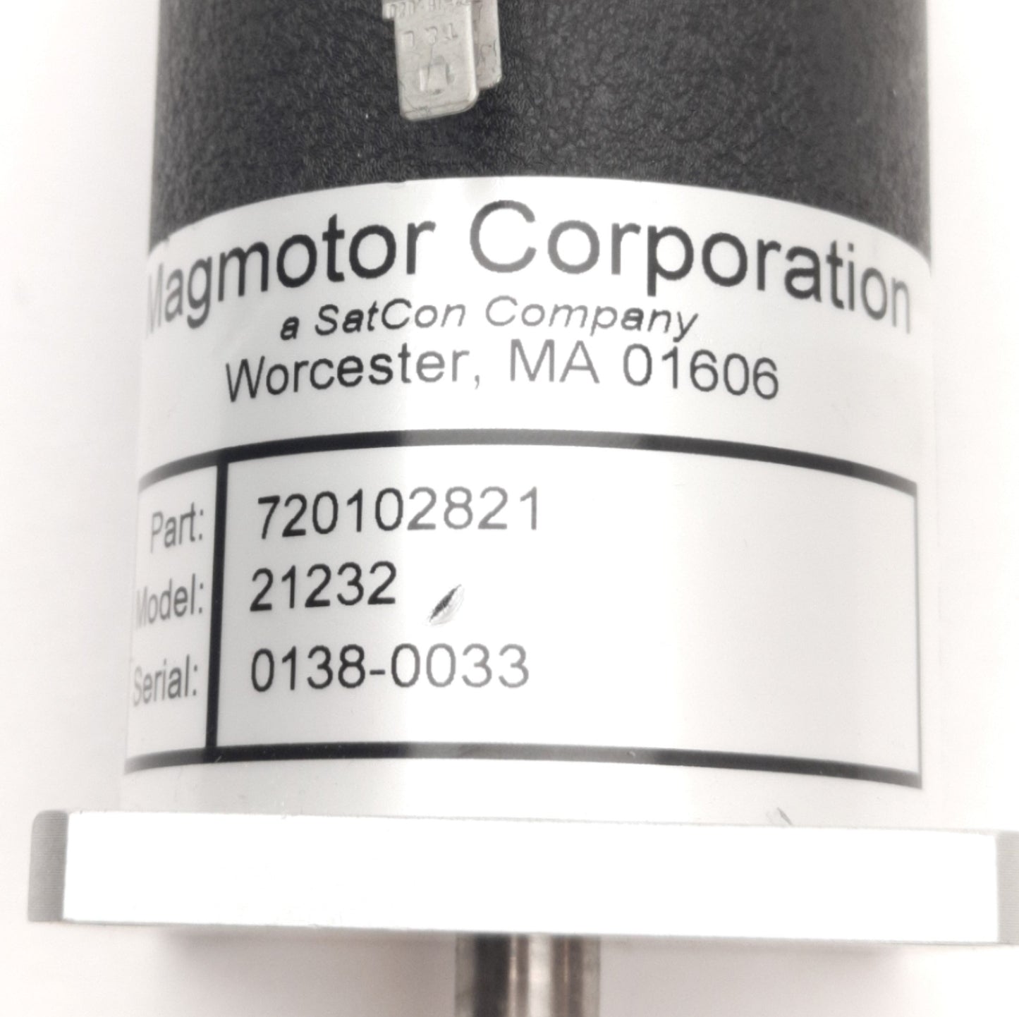 Used Magmotor 720102821 C21-E-230FE DC Motor, 24VDC 15A, 2963RPM 40 Oz-In Max