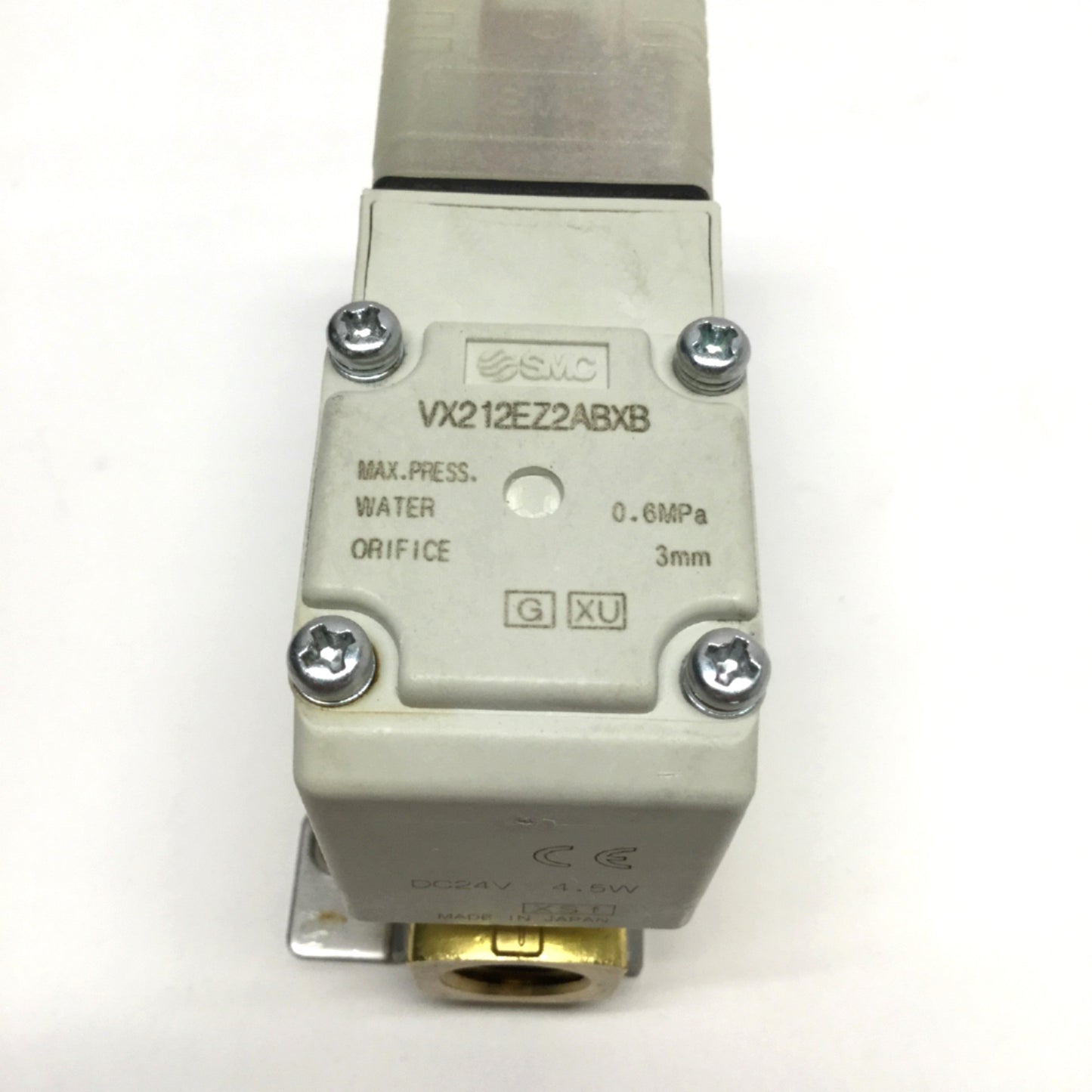 Used SMC VX212EZ2ABXB Solenoid Water Valve, 2-Way NC, 3mm Orifice, 24VDC, 0.6MPa