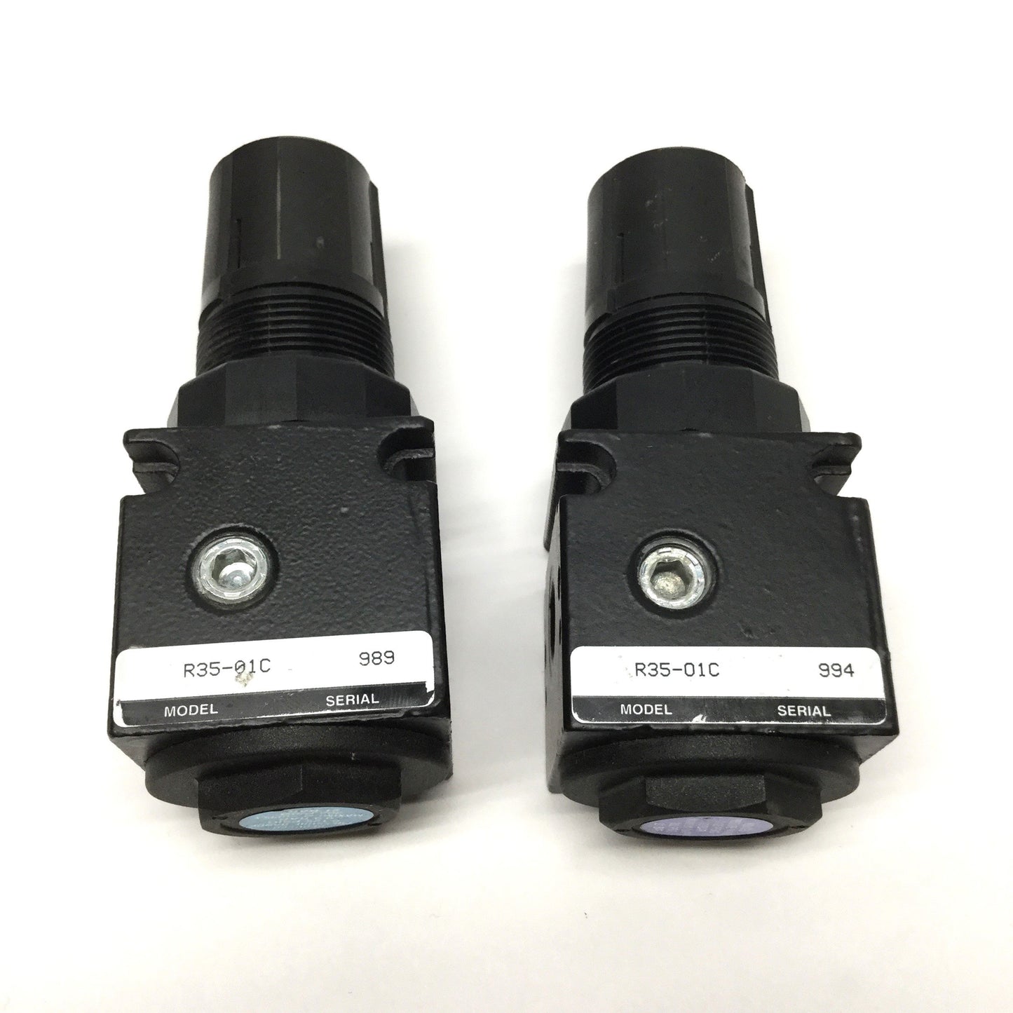 Used Lot of 2 Watts R35-01C QUBE Air Pressure Regulators, 1/8" NPT Ports, 0-125psi