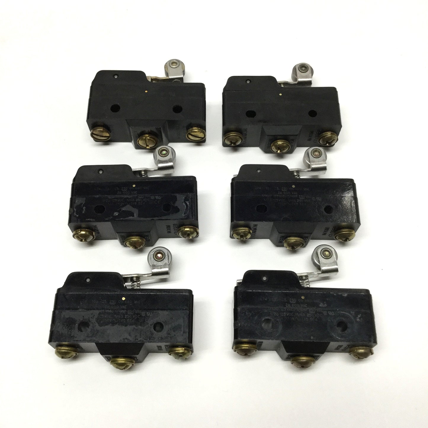 Used Lot of 6 Micro Switch BZ-2RW822-A2 Limit Switches, Roller Lever SPDT, 15A 480VAC
