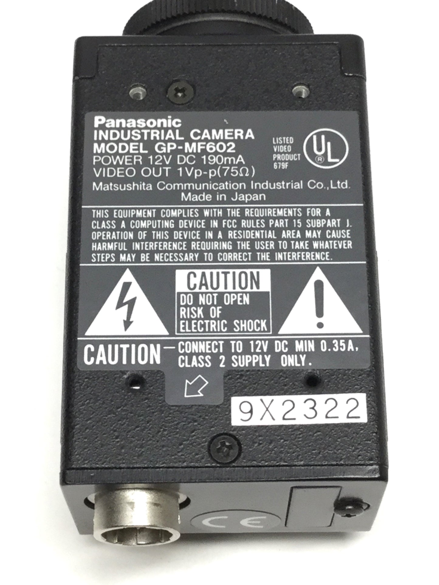 Used Panasonic GP-MF602 Industrial Machine Vision Camera 12VDC 768(H) x 494(V) Pixels