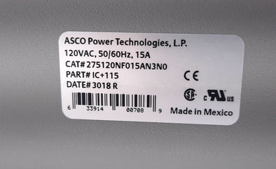 New Asco IC+115 Noise Filter Single Phase 120VAC, 15A, 100 kHz- 50MHz Hz, 0.5ns