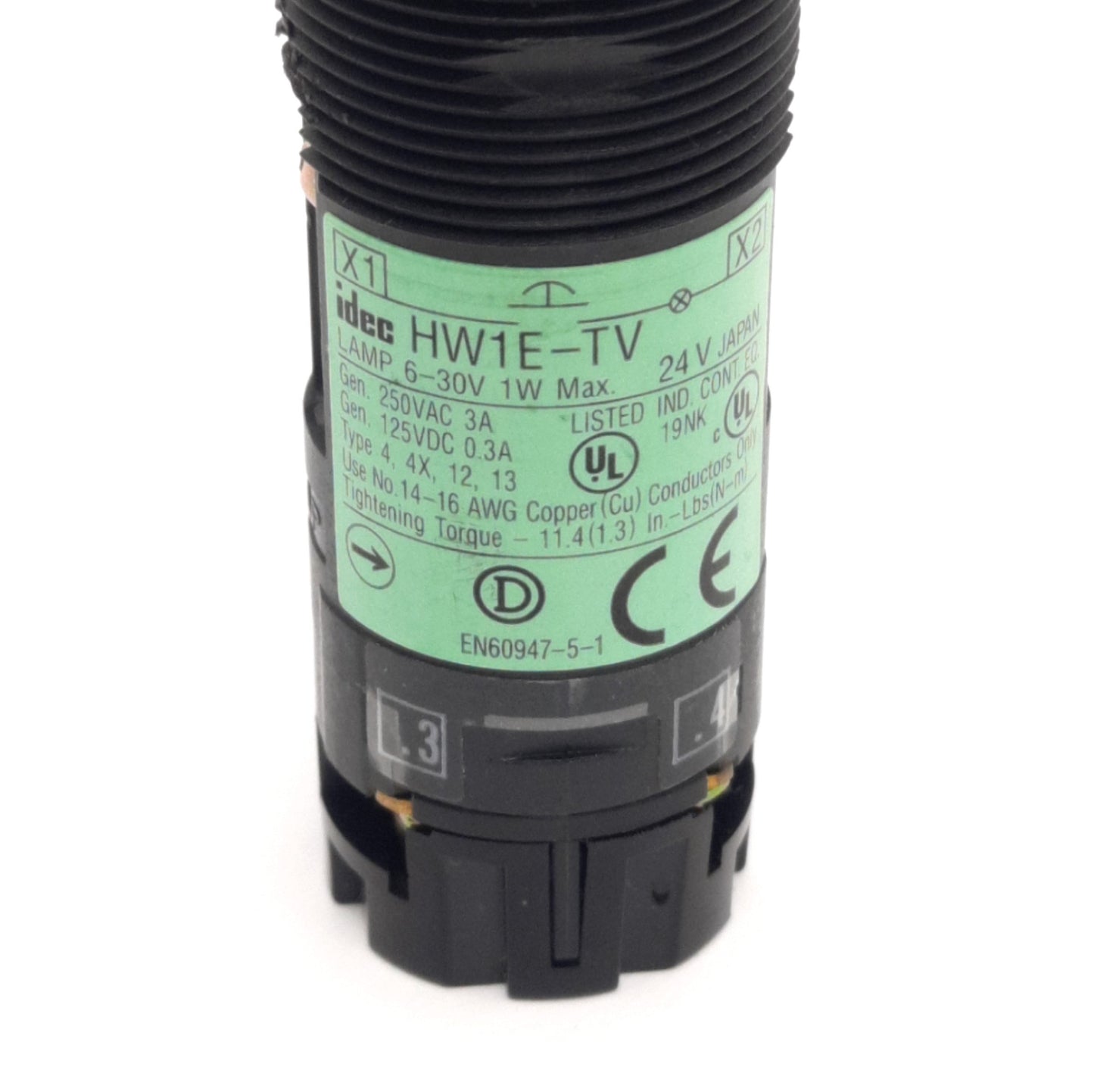 Used Idec HW1E-TV4F11QDR24V Twist Release E-Stop Switch, 22mm, 1NO-1NC, 250VAC/125VDC