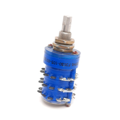 Used Cole Switch F3630-105-03 Rotary Switch, 1-Pole, 5-Pos, 6 Amp Rating, 1/2" Shaft
