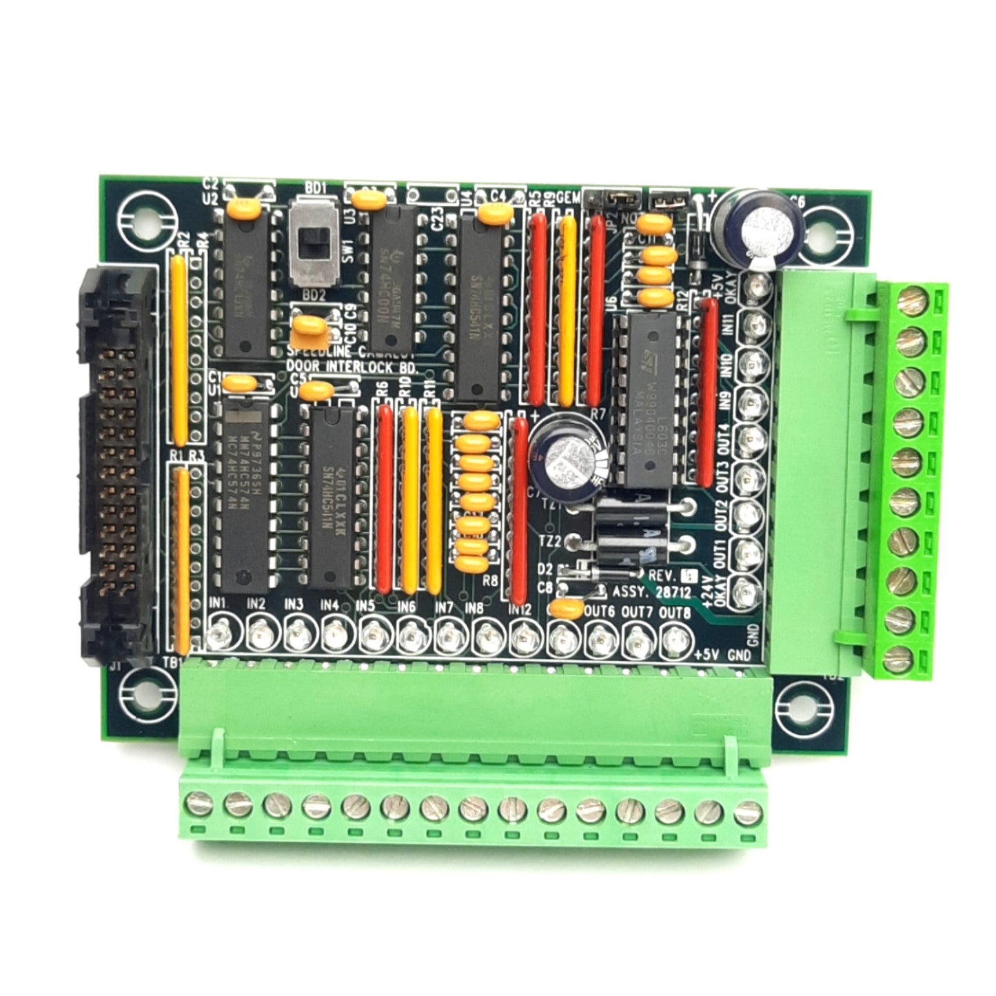 Used Speedline Camalot 28712 Rev E Door Interlock Board For Model 1818 Glue Dispenser