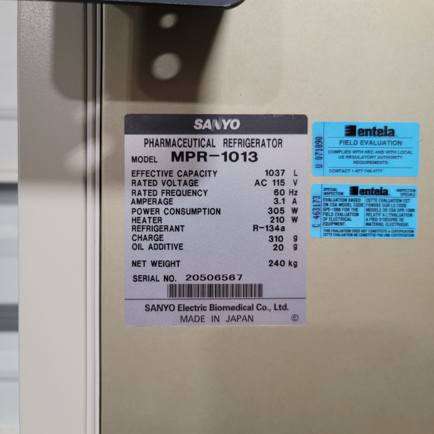 Used Sanyo MPR-1013 Medicool Pharmaceutical Refrigerator 2°C To 14°C 1037L 115V 3.1A